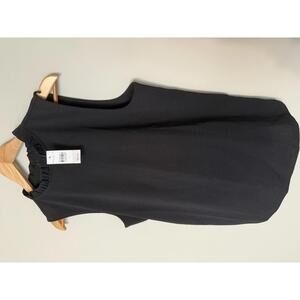 Ann Taylor Factory Black Sleeveless Top with Ruffle Neck